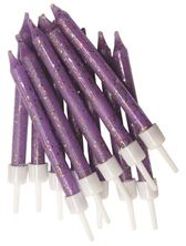 Picture of PURPLE GLITTER CANDLES WITH HOLDERS 7.5CM X 12 PCS